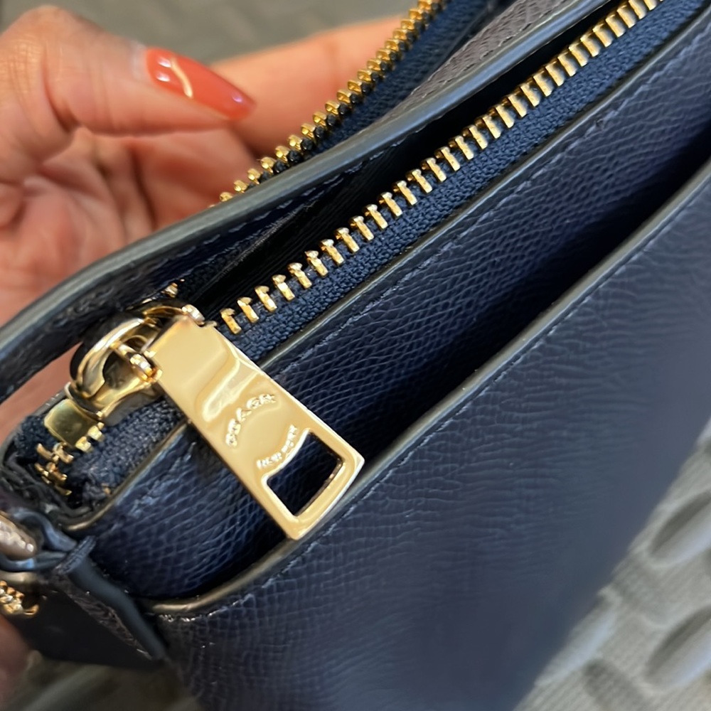 Coach Dark Navy Leather Crossbody Bag with Bow Accent - Picture 6 of 6